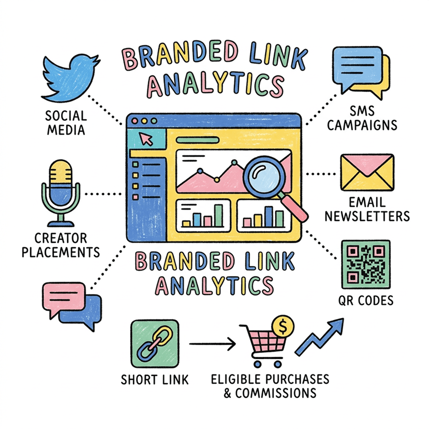 Branded link analytics help you measure campaign clicks and understand which branded shares perform best
