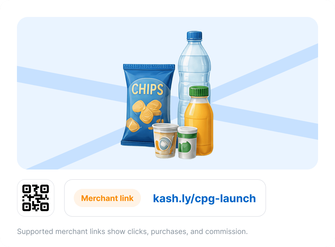 Consumer packaged goods links and QR code tracking