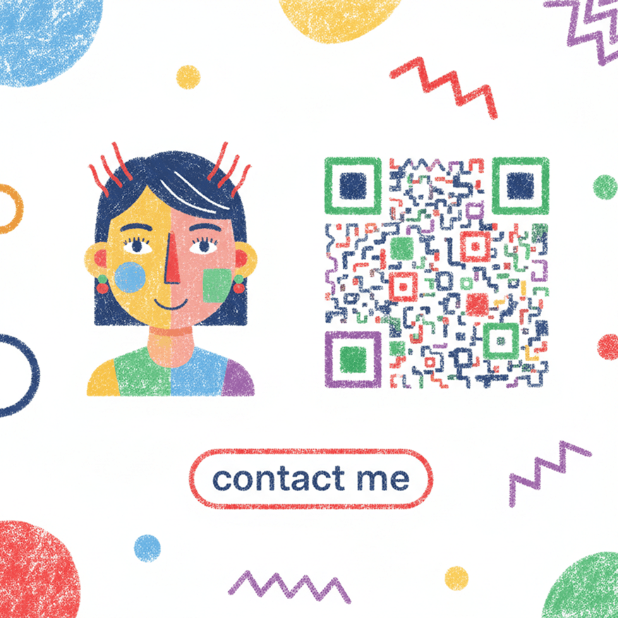Digital business card with profile and QR code