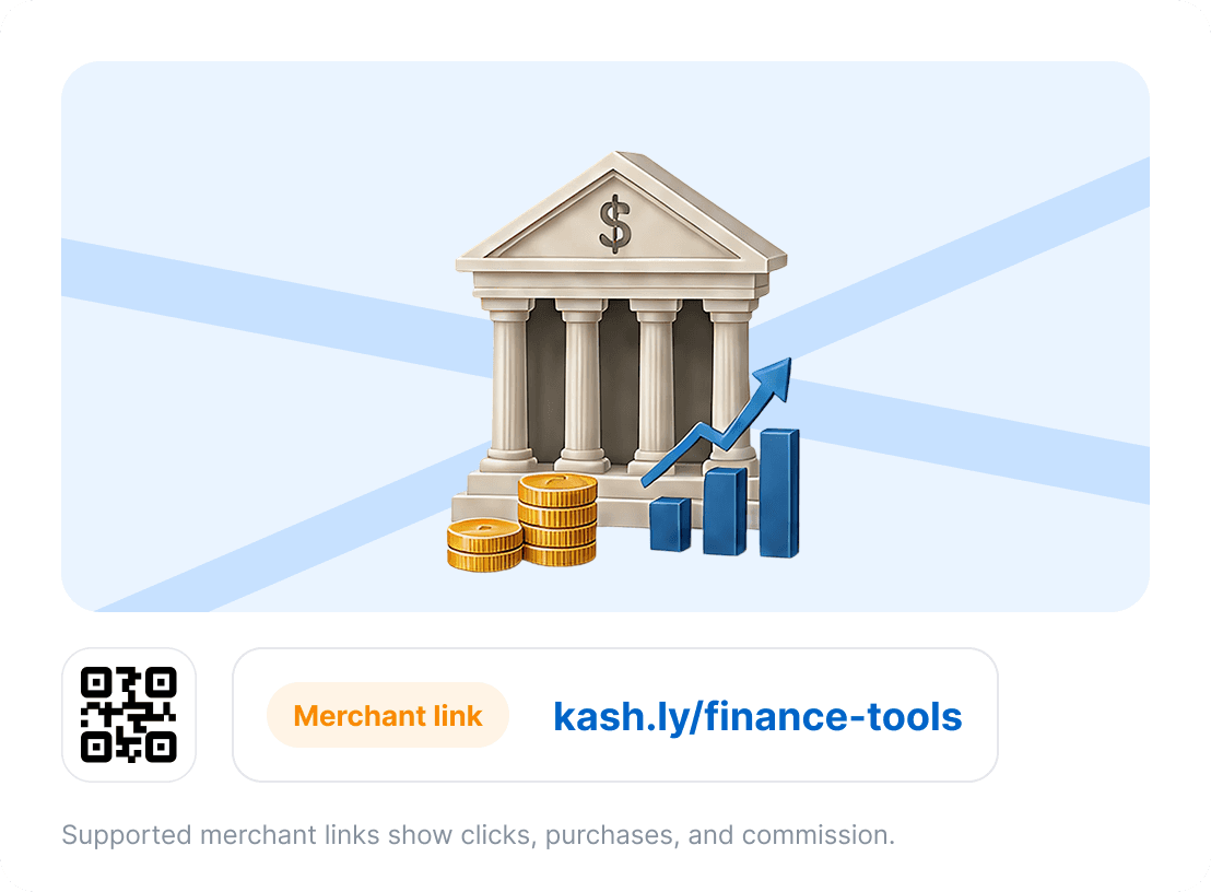 Financial services links and QR code tracking