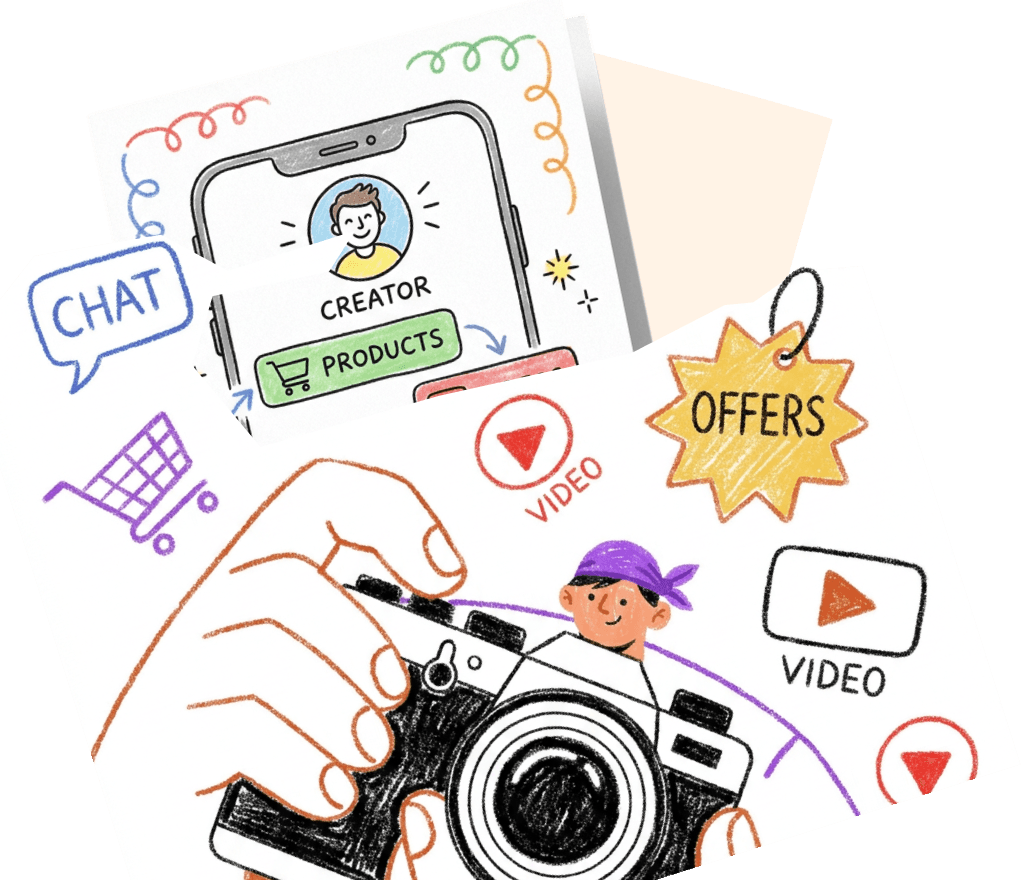 Link-in-bio creator campaign illustration