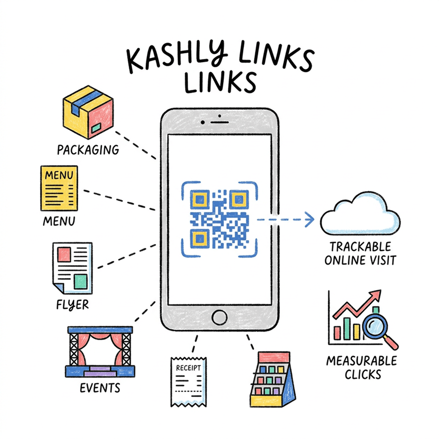 Mobile QR links connect offline moments to trackable online visits