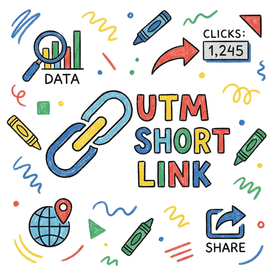 UTM-powered short links tracking illustration